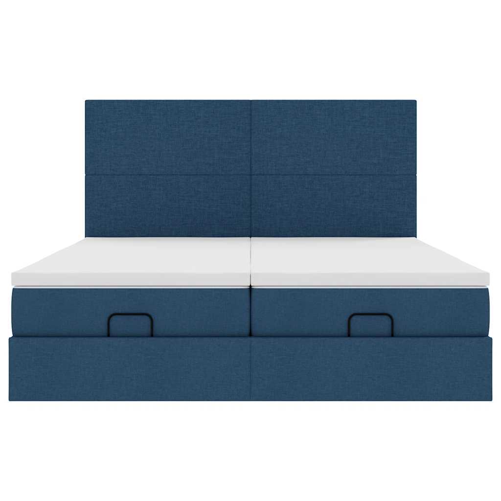 vidaXL Ottoman bed met matrassen 180x200cm stof blauw, foto 4