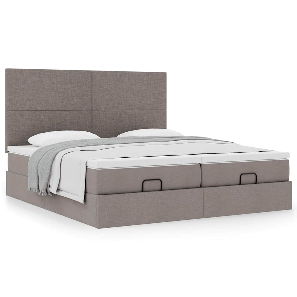 Ottoman-Bett mit Matratzen Taupe 200×200 cm Stoff