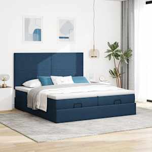Osmanský rám postele s matracíes modrá 200x200cm textil - obrázek 3