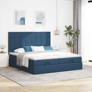 Osmanský rám postele s matracíes modrá 180x200cm textil - obrázek 3