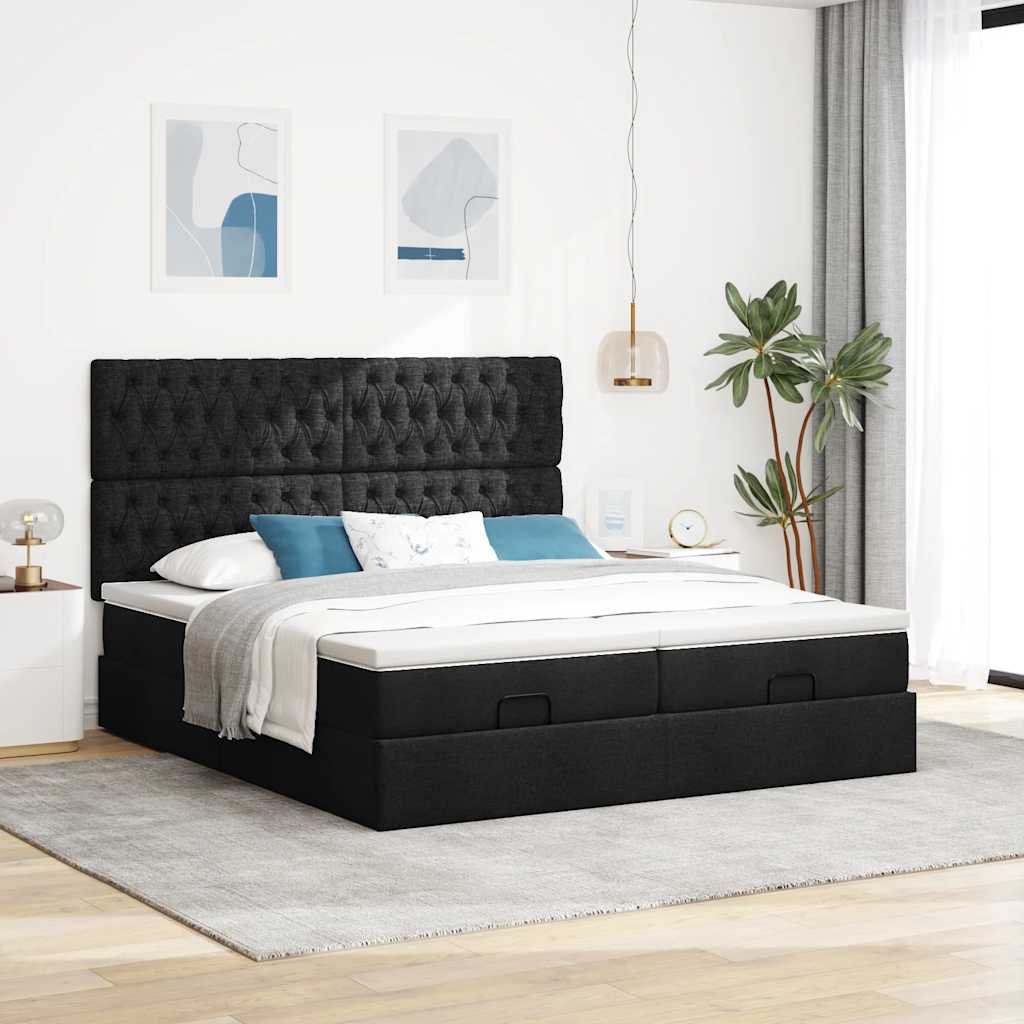 Thumbnail - vidaXL Ottoman-Bett mit Matratzen Schwarz 160x200 cm Stoff