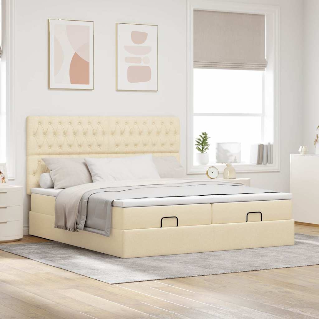 Thumbnail - vidaXL Ottoman-Bett mit Matratzen Creme 180x200 cm Stoff