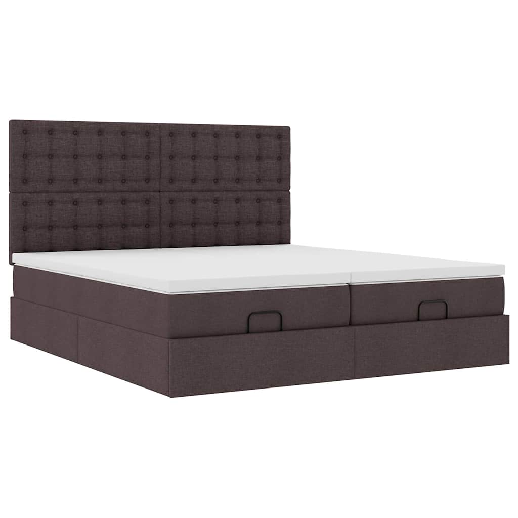 vidaXL Ottoman bed met matrassen 200x200cm stof donkerbruin bruin, foto 4