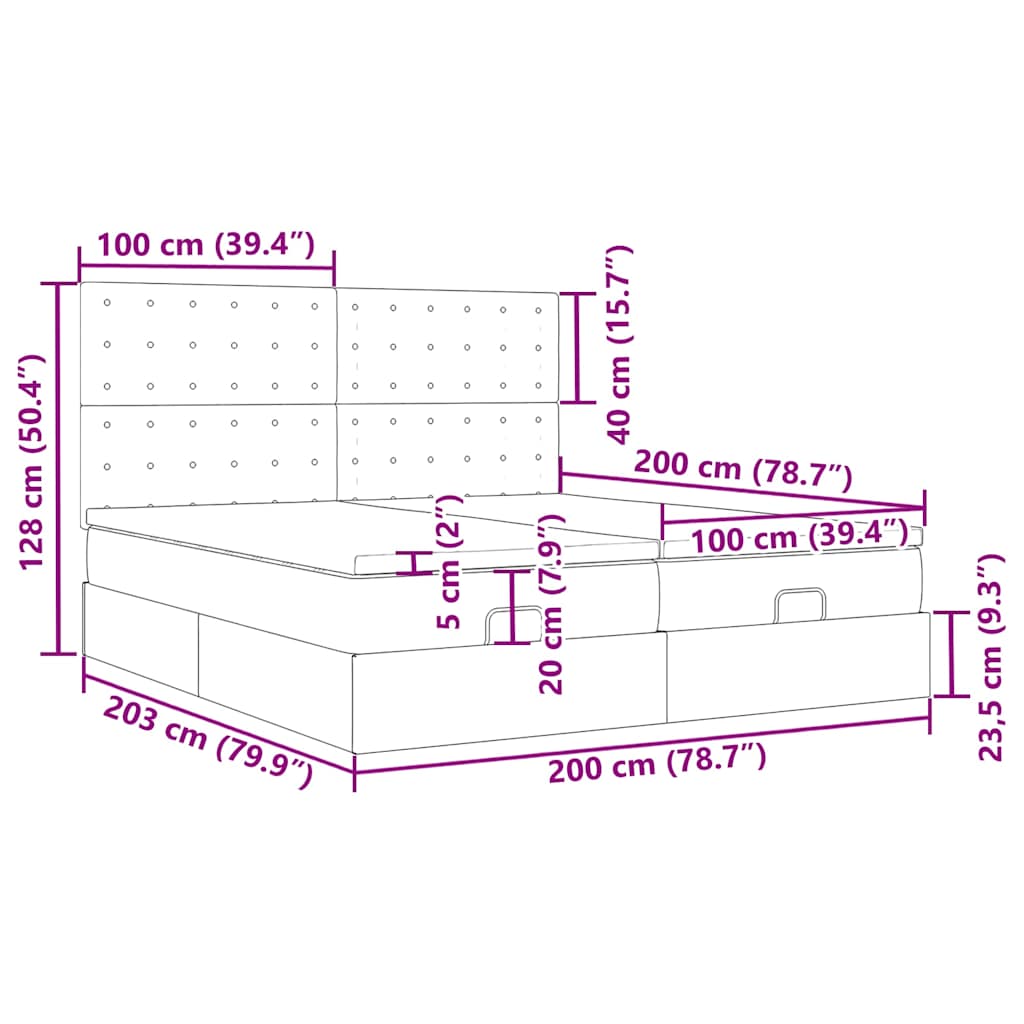 Osmanský rám postele s matracíes modrá 200x200cm textil - obrázek 16