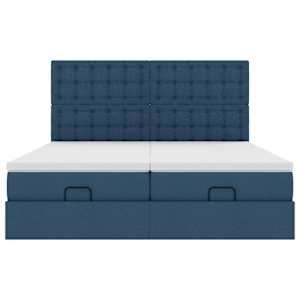 Osmanský rám postele s matracíes modrá 200x200cm textil - obrázek 7