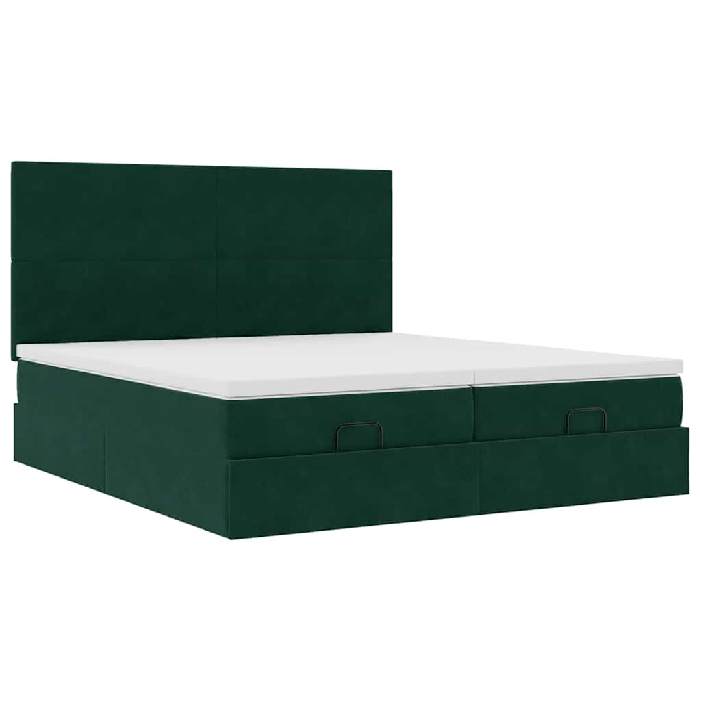 vidaXL Ottoman bed met matrassen 180x200cm fluweel donkergroen groen, foto 4