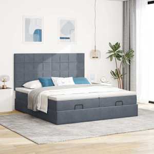 Osmanský rám postele s matrací tmavě šedý 200x200cm samet - obrázek 3