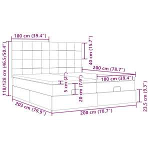 Osmanský rám postele s matrací tmavě zelená 200x200cm samet - obrázek 16
