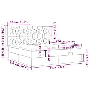 Osmanský rám postele s matracíes tmavě šedá 160x200cm samet - obrázek 16