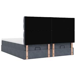 Osmanský rám postele s matracíes tmavě šedá 180x200cm samet - obrázek 9
