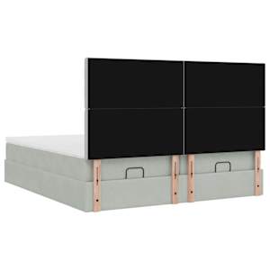 Osmanský rám postele s matracíes světle šedá 200x200cm samet - obrázek 9