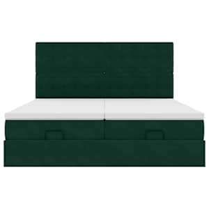 Osmanský rám postele s matrací tmavě zelená 200x200cm samet - obrázek 7