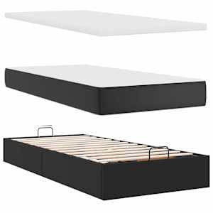 Osmanský rám postele s matrací černá 90x200cm umělá kůže - obrázek 9
