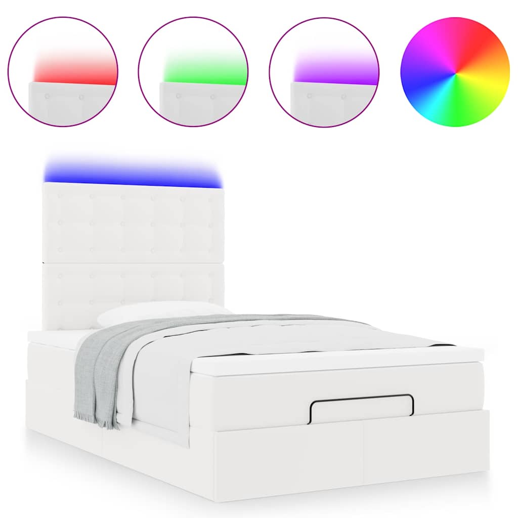 Thumbnail - vidaXL Ottoman-Bett mit Matratze & LEDs Weiß 120x190 cm Kunstleder