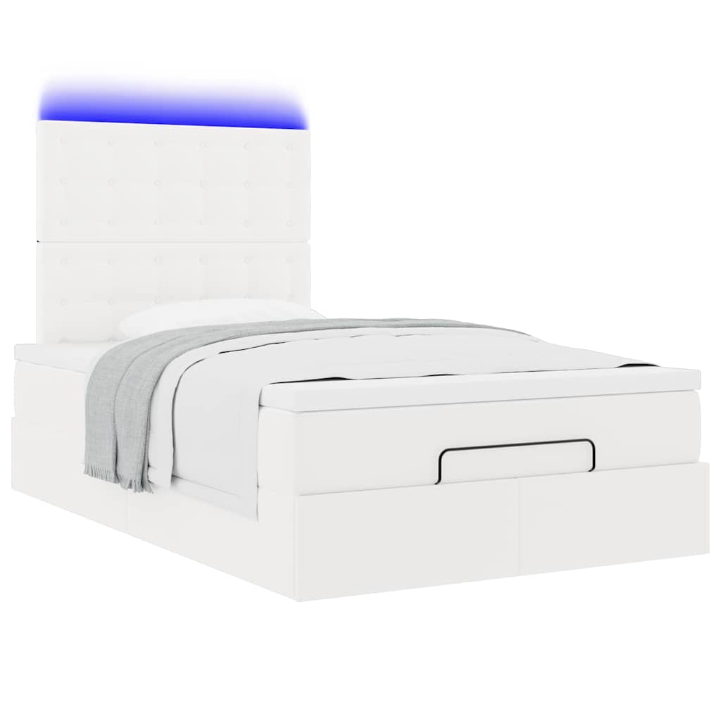 Thumbnail - vidaXL Ottoman-Bett mit Matratze & LEDs Weiß 120x190 cm Kunstleder