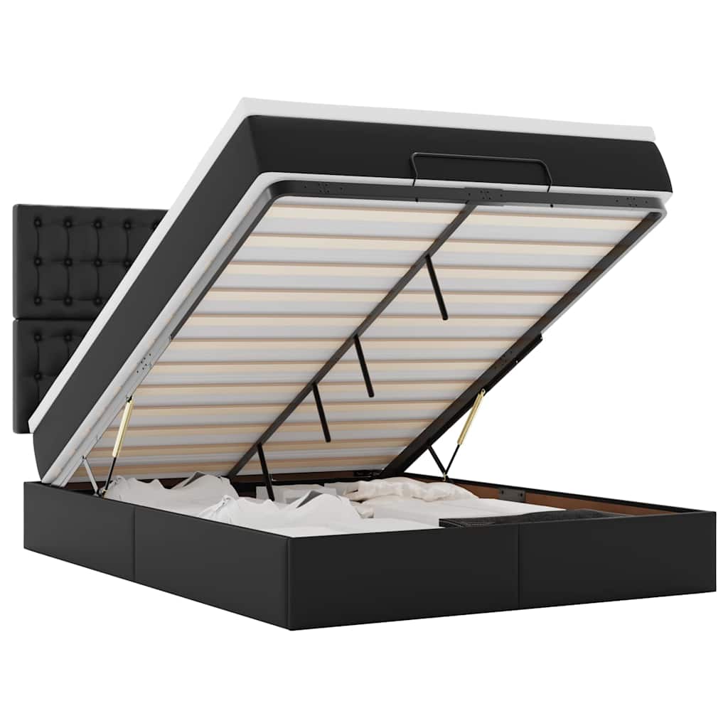 vidaXL Osmanský rám postele s matrací černá 140x190cm umělá kůže