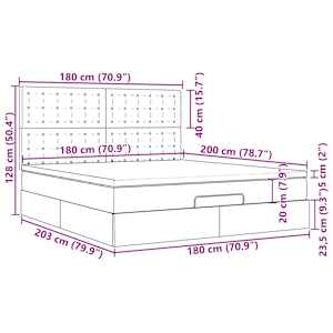 Osmanský rám postele s matrací bílý 180x200cm umělá kůže - obrázek 18
