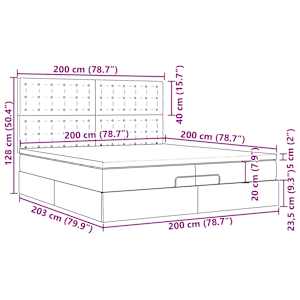 Osmanský rám postele s matrací šedá 200x200cm umělá kůže - obrázek 18