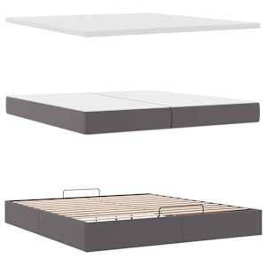 Osmanský rám postele s matrací šedá 200x200cm umělá kůže - obrázek 9