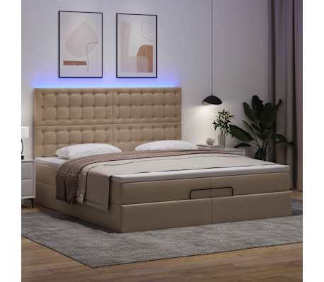 vidaXL Ottoman s&auml;ngram med madrasser cappuccino 200x200 cm konstl&auml;der