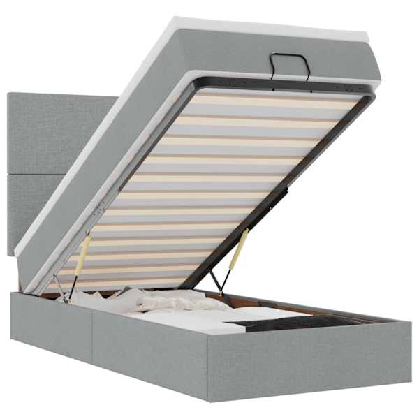 vidaXL Ottomani voodi madratsi ja LED, helehall, 80x200cm, kangas