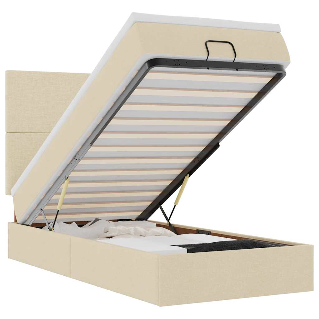 Thumbnail - vidaXL Ottoman-Bett mit Matratze & LEDs Creme 80x200 cm Stoff