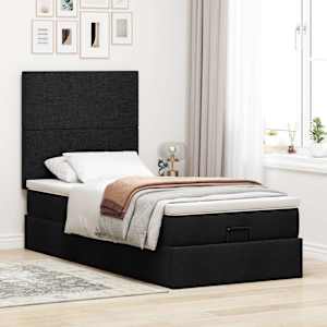 Osmanský rám postele s matrací černá 90x200cm textil - obrázek 4