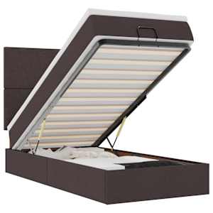 vidaXL ottomani voodi madratsita ja LED, tumepruun, 90x200 cm, kangas