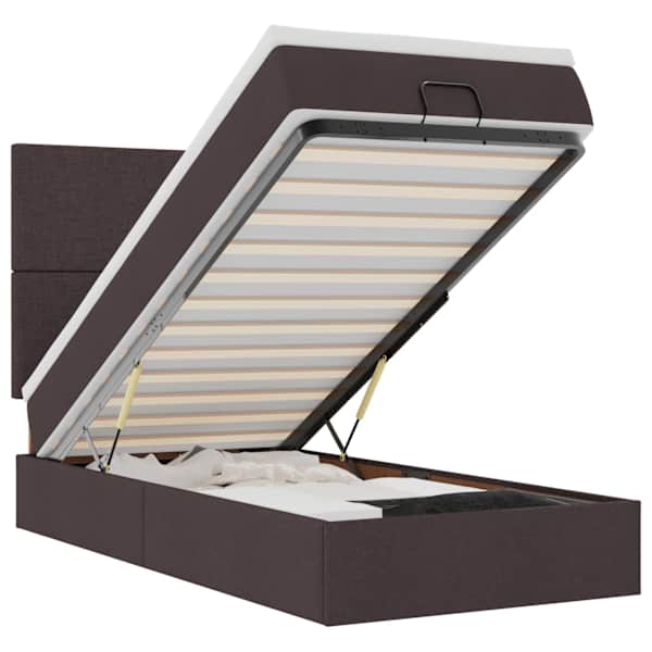 vidaXL ottomani voodi madratsita ja LED, tumepruun, 90x200 cm, kangas