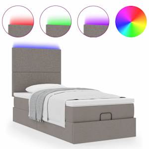 Osmanská postel s matrací & LED taupe 90x200 cm látka - obrázek 5