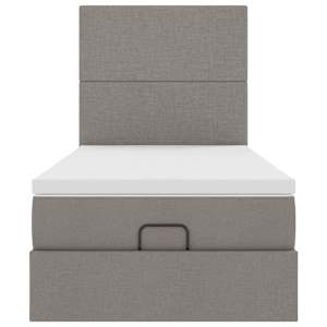 Osmanská postel s matrací & LED taupe 90x200 cm látka - obrázek 8