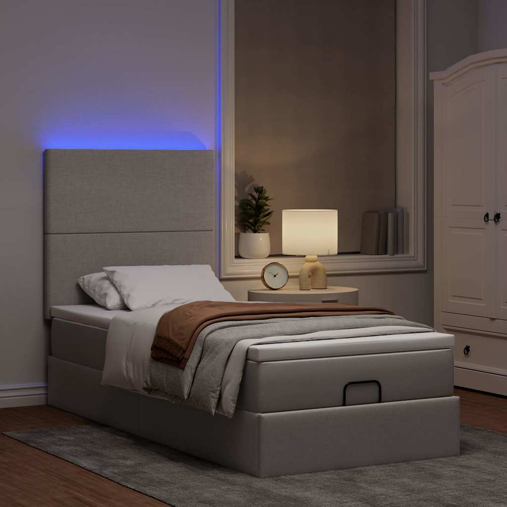 vidaXL Ottoman bed met matras en LED's 100x200cm stof taupe afbeelding