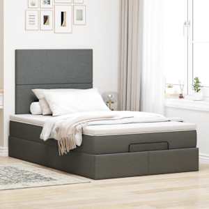 Osmanský rám postele s matrací tmavě šedá 120x190 cm textil - obrázek 4