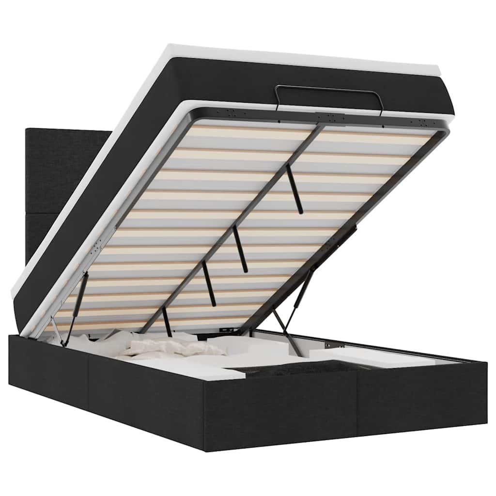 Thumbnail - vidaXL Ottoman-Bett mit Matratze & LEDs Schwarz 120x190 cm Stoff
