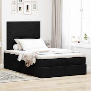 Osmanský rám postele s matrací černá 120x190 cm textil - obrázek 4