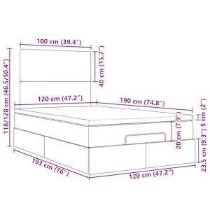 Osmanský rám postele s matrací tmavě hnědá 120x190cm textil - obrázek 18