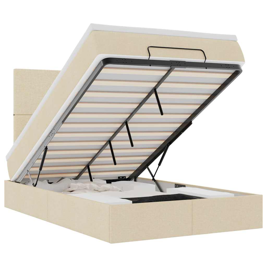 Thumbnail - vidaXL Ottoman-Bett mit Matratze & LEDs Creme 120x200 cm Stoff