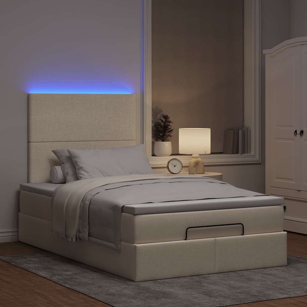 Thumbnail - vidaXL Ottoman-Bett mit Matratze & LEDs Creme 120x200 cm Stoff