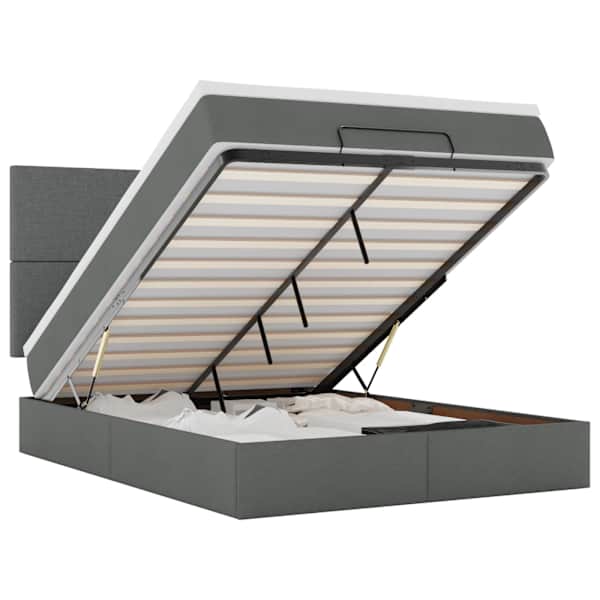 vidaXL ottomani voodi madratsita ja LED, tumehall, 140x190cm, kangas