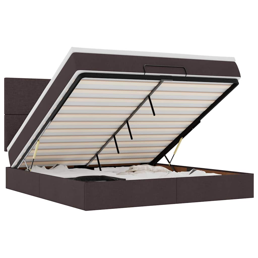 vidaXL Osmanský rám postele s matrací tmavě hnědá 160x200cm textil