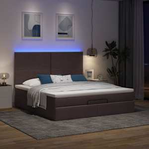 VidaXL Cadre de lit ottoman avec matelas marron fonc&eacute; 160x200 cm tissu