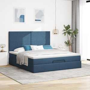 Osmanský rám postele s matrací modrá 180x200cm textil - obrázek 4