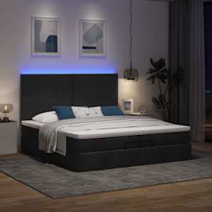 Osmanský rám postele s matrací černý 200x200cm textil - obrázek 3