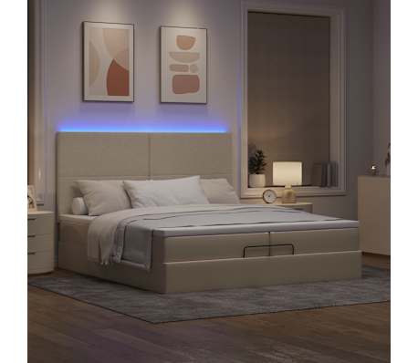 vidaXL Otomanski posteljni okvir z vzmetnicami krem 200x200 cm blago