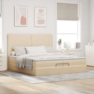 Osmanský rám postele s matrací krémová 200x200cm textil - obrázek 4