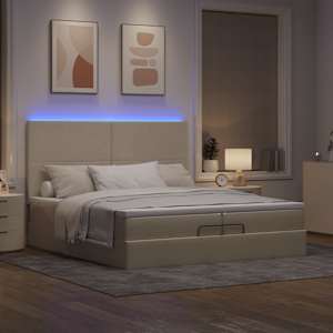 vidaXL Otomanski posteljni okvir z vzmetnicami krem 200x200 cm blago