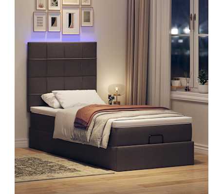vidaXL Cadre de lit ottoman avec matelas marron fonc&eacute; 80x200 cm tissu