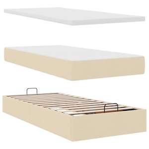 Osmanský rám postele s matrací krémově 80x200cm textil - obrázek 9