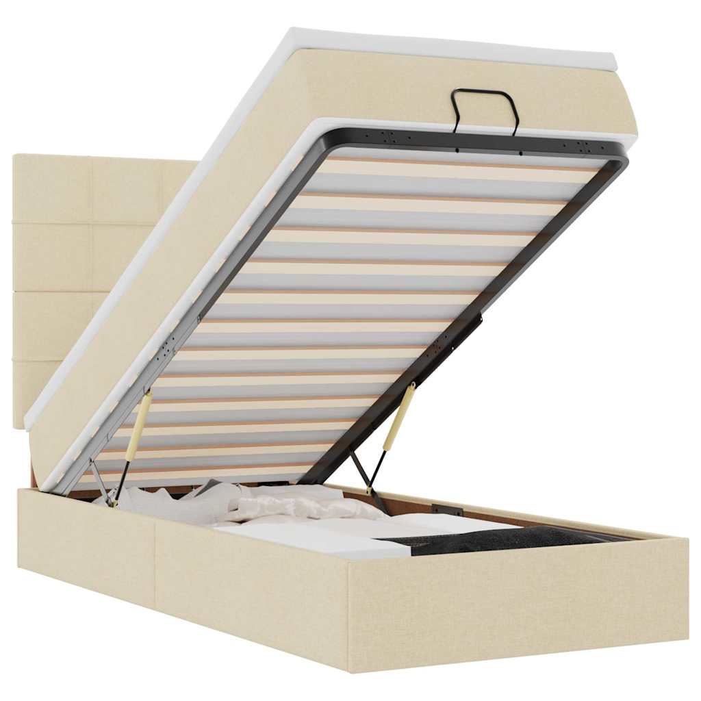 Thumbnail - vidaXL Ottoman-Bett mit Matratze & LEDs Creme 90x190 cm Stoff