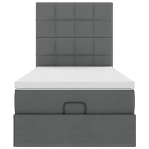 Osmanská postel s matrací & LED tmavě šedá 90x200 cm látka - obrázek 8